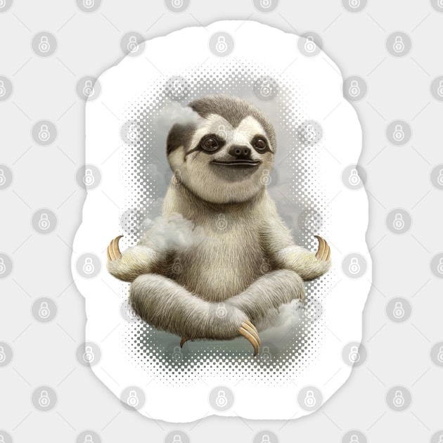sloth meditate Sticker by ADAMLAWLESS